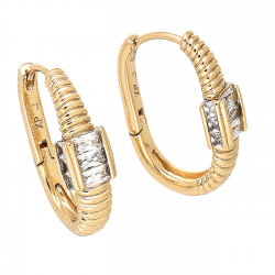 KOLCZYKI POZŁACANE 22/7 MM ELEGANTKI Z BRYLANTAMI XUPING 78278