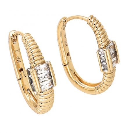 KOLCZYKI POZŁACANE 22/7 MM ELEGANTKI Z BRYLANTAMI XUPING 78278