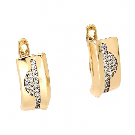 KOLCZYKI POZŁACANE 17/7 MM TRADYCYJNE Z BRYLANCIKAMI XUPING 78284