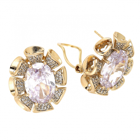 KOLCZYKI POZŁACANE 23/20 MM TRADYCJA Z BRYLANTEM XUPING 78334