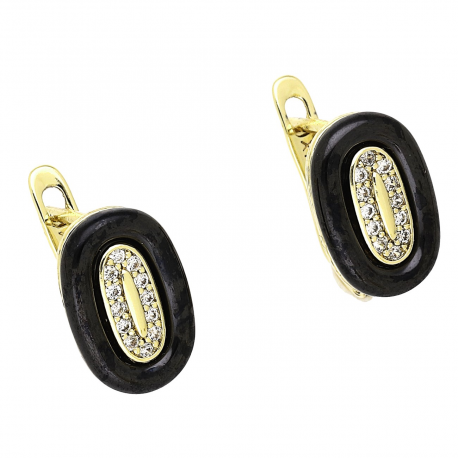 KOLCZYKI 14K POZŁACANE 13/9 MM CERAMICZNY OWAL XUPING 78467