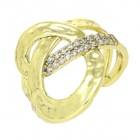PIERŚCIONEK 14K POZŁACANY 6US 20 MM WYKLEPANE ZŁOTO XUPING 78484