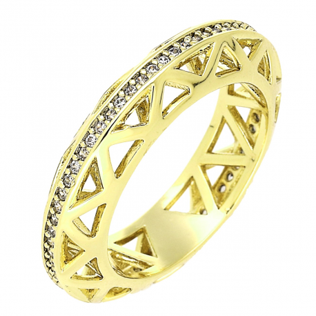 PIERŚCIONEK 14K POZŁACANY 5 MM AŻUR Z BRYLANCIKAMI XUPING 78491