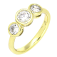 PIERŚCIONEK 14K POZŁACANY 6 MM TRZY BRYLANTY XUPING 78494