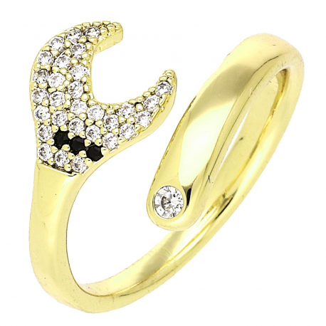 PIERŚCIONEK 14K POZŁACANY 14 MM BRYLANTOWY KLUCZ XUPING 78497