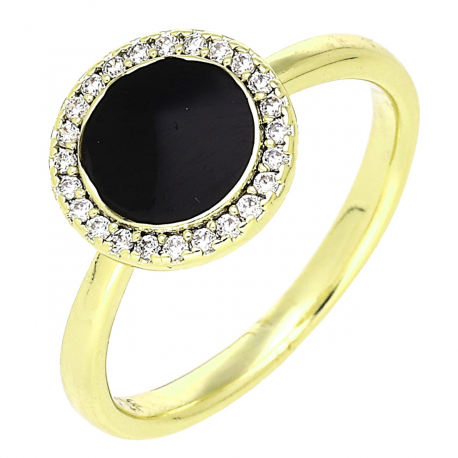 PIERŚCIONEK 14K POZŁACANY 10 MM BRYLANTOWY Z EMALIĄ XUPING 78504