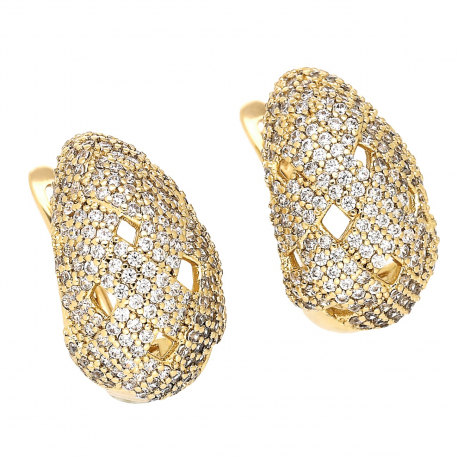 KOLCZYKI POZŁACANE 20/12 MM BRYLANTOWA ELEGANCJA XUPING 78722