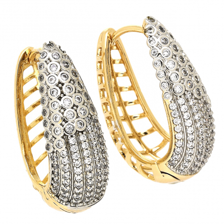 KOLCZYKI ZŁOCONE 25/9 MM BRYLANTOWE LUXURY XUPING 78725