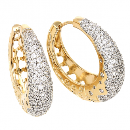 KOLCZYKI ZŁOCONE 26/8 MM BRYLANTOWE LUXURY XUPING 78727