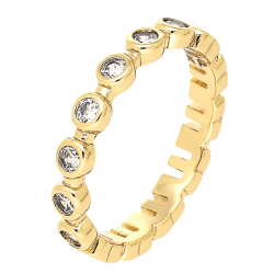 PIERŚCIONEK POZŁACANY 3 MM DELIKATNY Z BRYLANTAMI XUPING 78779