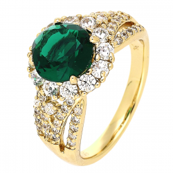 PIERŚCIONEK POZŁACANY 12 MM SZMARAGDU ELEGANCJA XUPING 78782