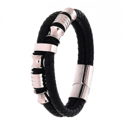 BRANSOLETKA 21 CM 16 MM SKÓRA S. STEEL TTM XUPING 78812