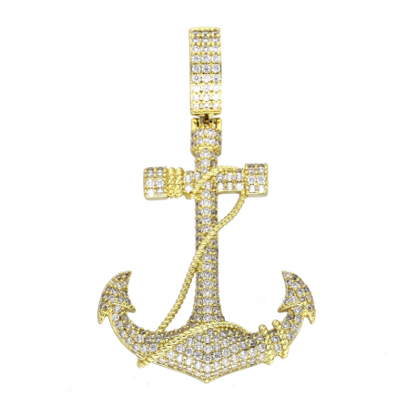 14K ZAWIESZKA POZŁACANA 55/32 MM BRYLANTOWA KOTWICA XUPING 78859