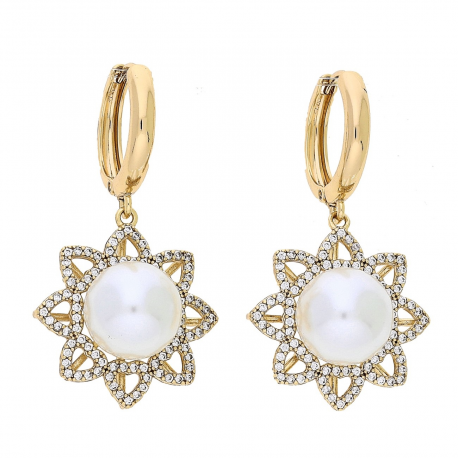 KOLCZYKI POZŁACANE 39/21 MM PERŁOWA GWIAZDA XUPING 79056