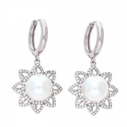 KOLCZYKI PLATYNOWANE 39/21 MM PERŁOWA GWIAZDA XUPING 79057