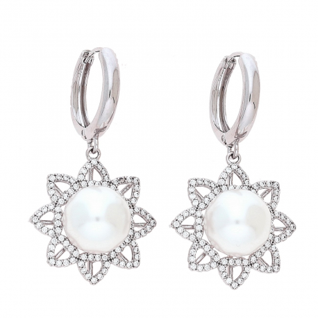 KOLCZYKI PLATYNOWANE 39/21 MM PERŁOWA GWIAZDA XUPING 79057