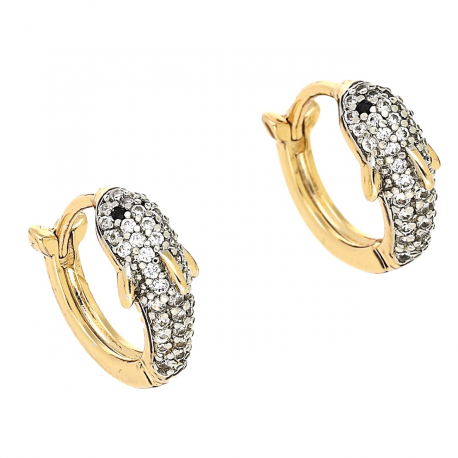 KOLCZYKI ZŁOCONE 13/6 MM BRYLANTOWE DELFINKI XUPING 79080