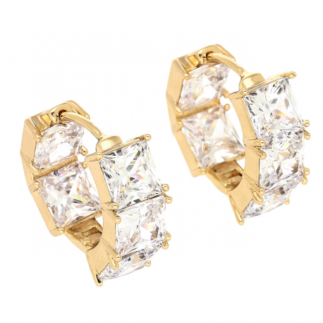 KOLCZYKI POZŁACANE 17/7 MM KÓŁKA Z RADIANTAMI XUPING 79082