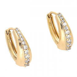 KOLCZYKI POZŁACANE 16/7 MM KÓŁKA Z BRYLANTAMI XUPING 79083