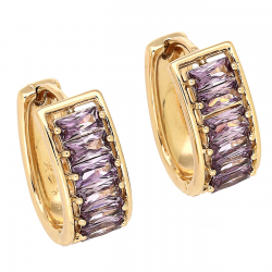 KOLCZYKI POZŁACANE 18/8 MM AMETYSTOWA ELEGANCJA XUPING 79093