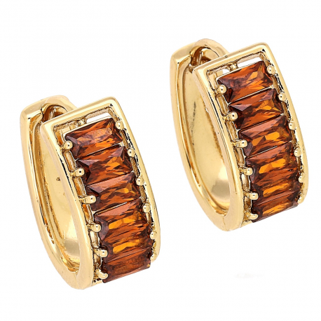 KOLCZYKI POZŁACANE 18/8 MM GRANATÓW ELEGANCJA XUPING 79095