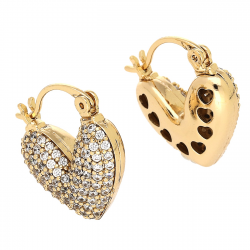 KOLCZYKI POZŁACANE 19/7 MM BRYLANTOWE SERCA XUPING 79139