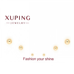 KOLCZYKI POZŁACANE 5/4/2 MM TRZY PARY ZŁOTE KULKI XUPING 79142