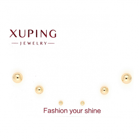 KOLCZYKI POZŁACANE 5/4/2 MM TRZY PARY ZŁOTE KULKI XUPING 79142