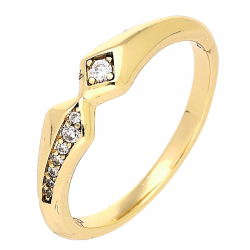 PIERŚCIONEK POZŁACANY 4 MM DELIKATNY Z BRYLANCIKAMI XUPING 79170