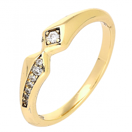 PIERŚCIONEK POZŁACANY 4 MM DELIKATNY Z BRYLANCIKAMI XUPING 79170