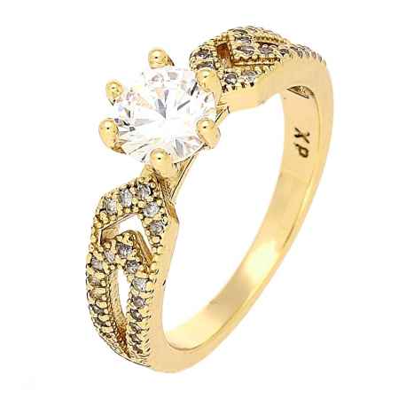 PIERŚCIONEK POZŁACANY 7 MM BRYLANTOWA ELEGANCJA XUPING 79171