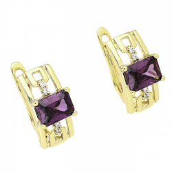 14K KOLCZYKI POZŁACANE 15/8 MM AMETYST XUPING 79237