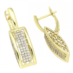 14K KOLCZYKI POZŁACANE 27/8 MM BRYLANTOWE ELEGANTKI XUPING 79245