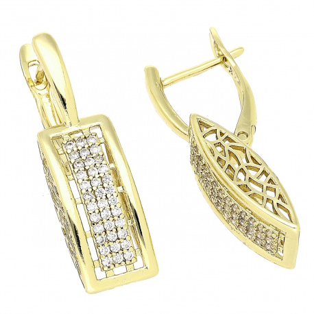 14K KOLCZYKI POZŁACANE 27/8 MM BRYLANTOWE ELEGANTKI XUPING 79245