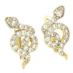 14K KOLCZYKI POZŁACANE 21/12 MM BRYLANTOWE ŻMIJE XUPING 79248