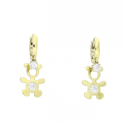 14K KOLCZYKI POZŁACANE 24/10 MM MIŚO Z BRYLANTEM XUPING 79255