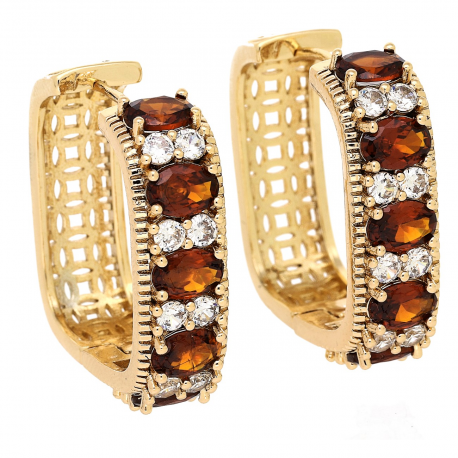 KOLCZYKI POZŁACANE 31/9 MM ELEGANTKI Z GRANATAMI XUPING 79488