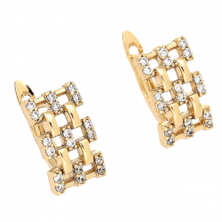 KOLCZYKI POZŁACANE 14/9 MM AŻUR Z BRYLANCIKAMI XUPING 79514