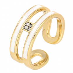 PIERŚCIONEK POZŁACANY 8 MM BIAŁA EMALIA XUPING 79549