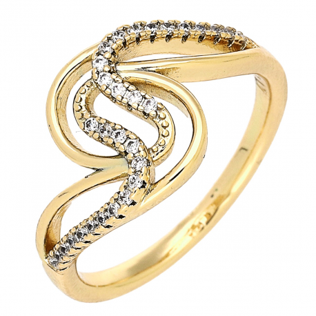 PIERŚCIONEK POZŁACANY 12 MM BRYLANTOWA ELEGANCJA XUPING 79554