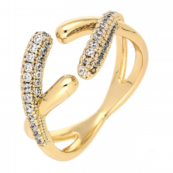 PIERŚCIONEK POZŁACANY 10 MM BRYLANTOWA ELEGANCJA XUPING 79555