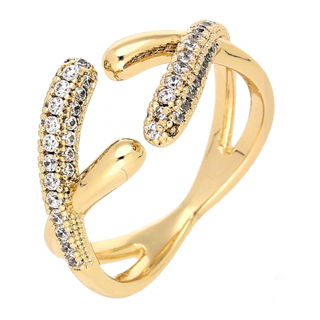 PIERŚCIONEK POZŁACANY 10 MM BRYLANTOWA ELEGANCJA XUPING 79555