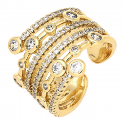 PIERŚCIONEK POZŁACANY 18 MM BRYLANTOWA ELEGANCJA XUPING 79560