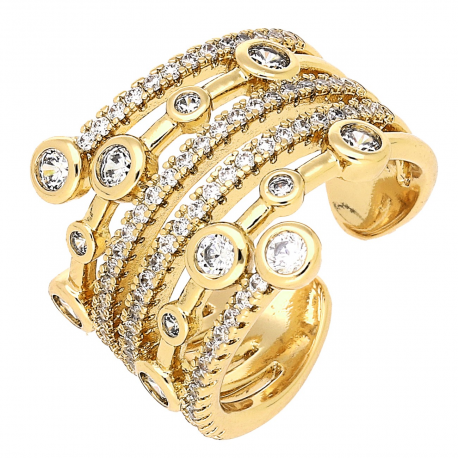 PIERŚCIONEK POZŁACANY 18 MM BRYLANTOWA ELEGANCJA XUPING 79560