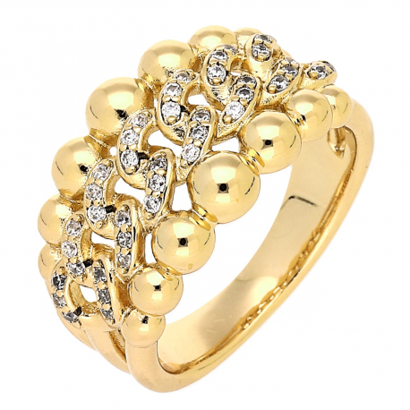 PIERŚCIONEK POZŁACANY 12 MM BRYLANTOWA PANCERKA XUPING 79561