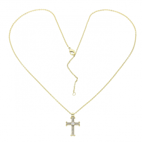 14K CELEBRYTKA POZŁACANA 46+5 CM BRYLANTOWY KRZYŻYK XUPING 79666