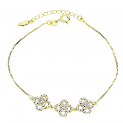 14K BRANSOLETKA POZŁACANA 17,5+3 CM 10 MM BRYLANTOWE LILIE XUPING 79696