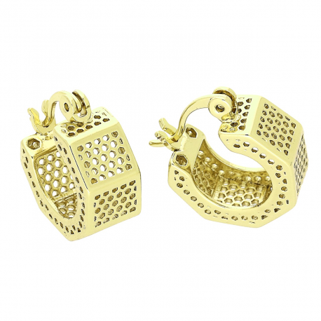 14K KOLCZYKI POZŁACANE 15/7 MM ZŁOTE AŻURKI XUPING 79711