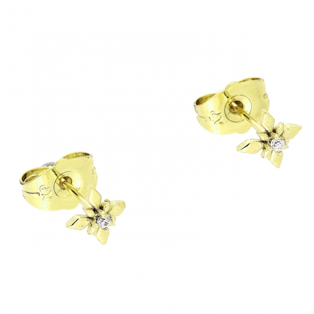 14K KOLCZYKI POZŁACANE 7 MM MALUSZKI Z BRYLANTEM XUPING 79717