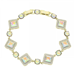 14K BRANSOLETKA POZŁACANA 18,5-17 CM 14 MM AB CRYSTAL XUPING 79727